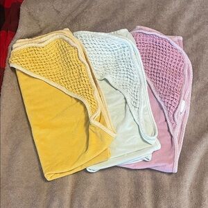 Cloud Island Hooded Baby Towels - Yellow, Mint, Pink